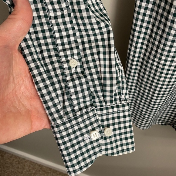 H&M Men's Dark Green Mini Check Plaid Long Sleeve Button Up Shirt Size‎ Small - Picture 5 of 10